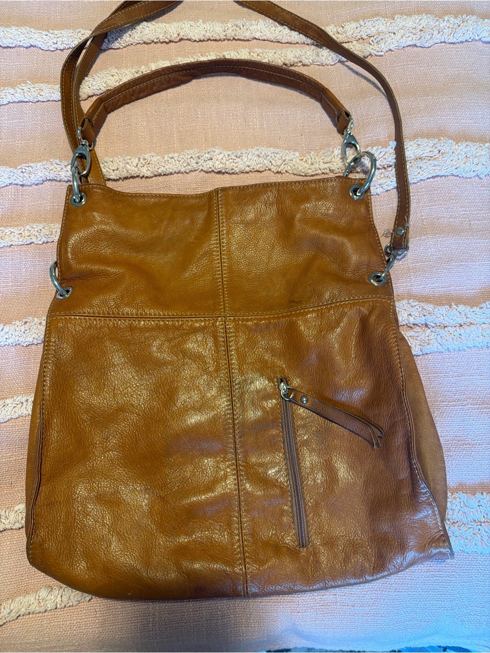 Italian Leather Shoulder Bag in Brown